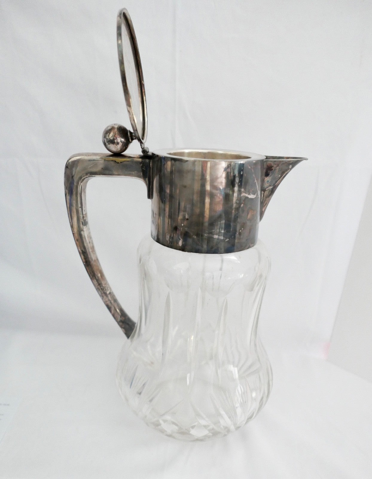 schwere Karaffe Floreat Bleikristall Versilbert Art Deco 30-40er Jahre