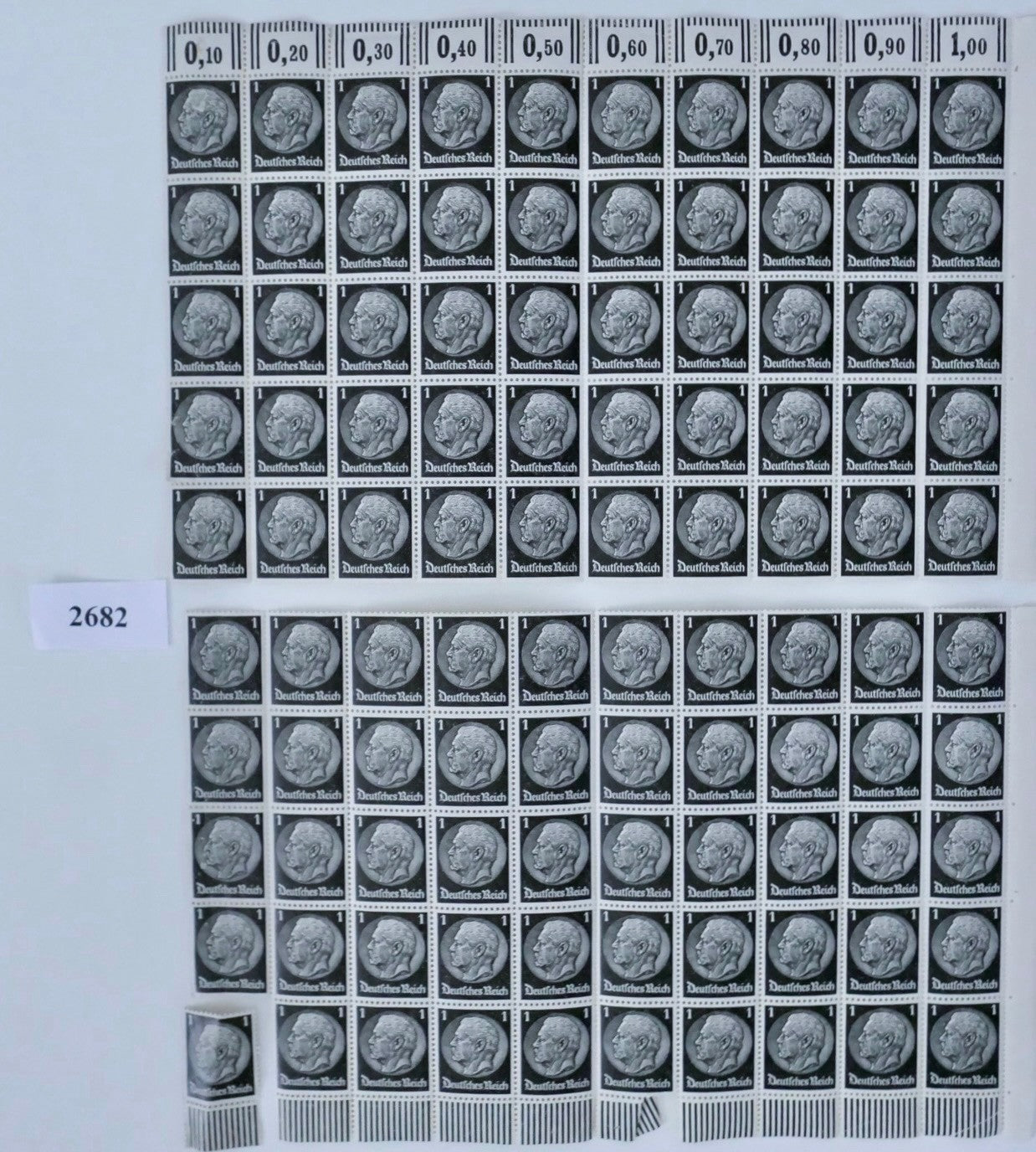 Deutsches Reich Nr. 512 Original Bogen Bögen 1 Pfennig Hindenburg postfrisch
