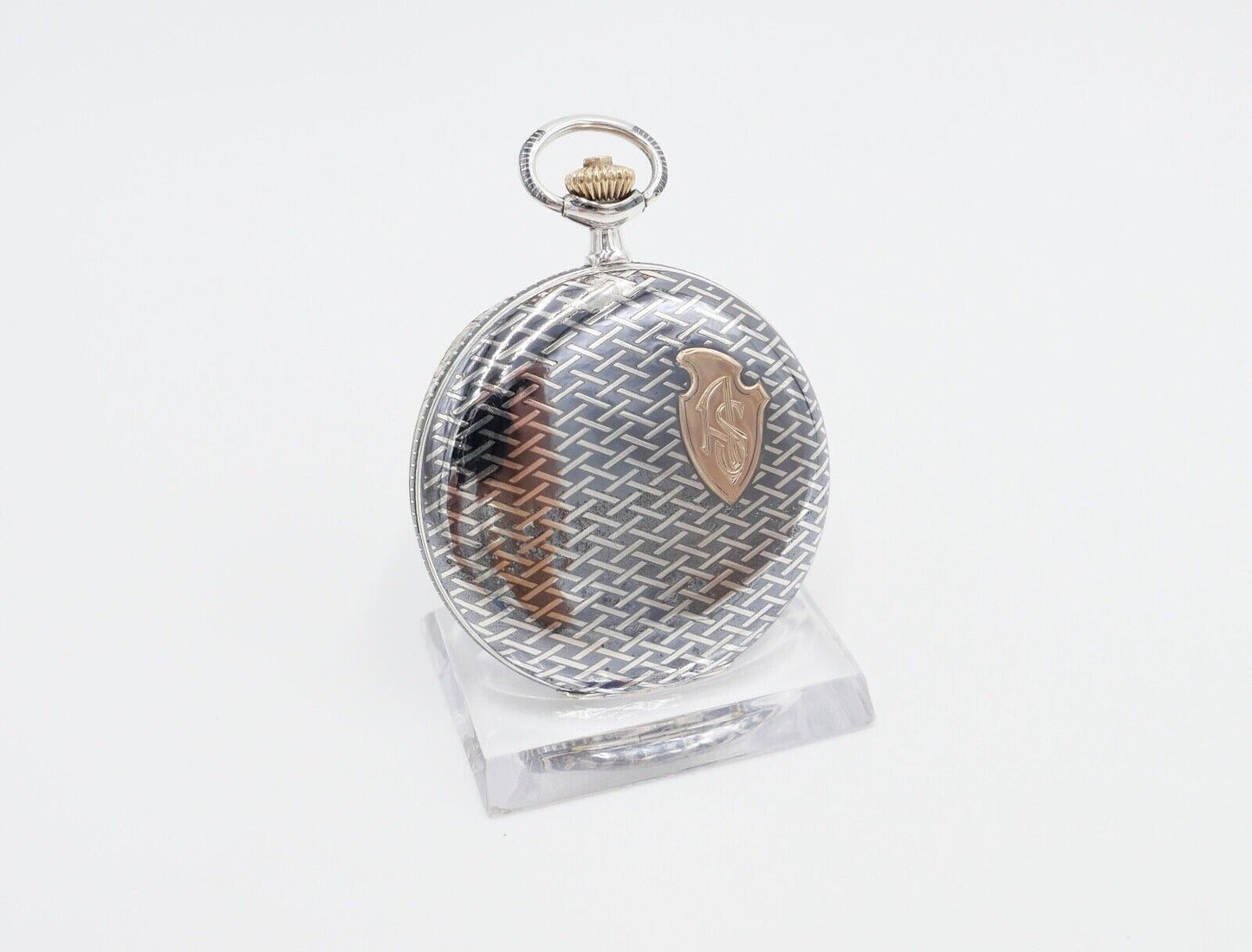 1901-1949 ART DECO SAVONETTE Taschenuhr HAVILA pocket watch Halbmond Krone Silbe