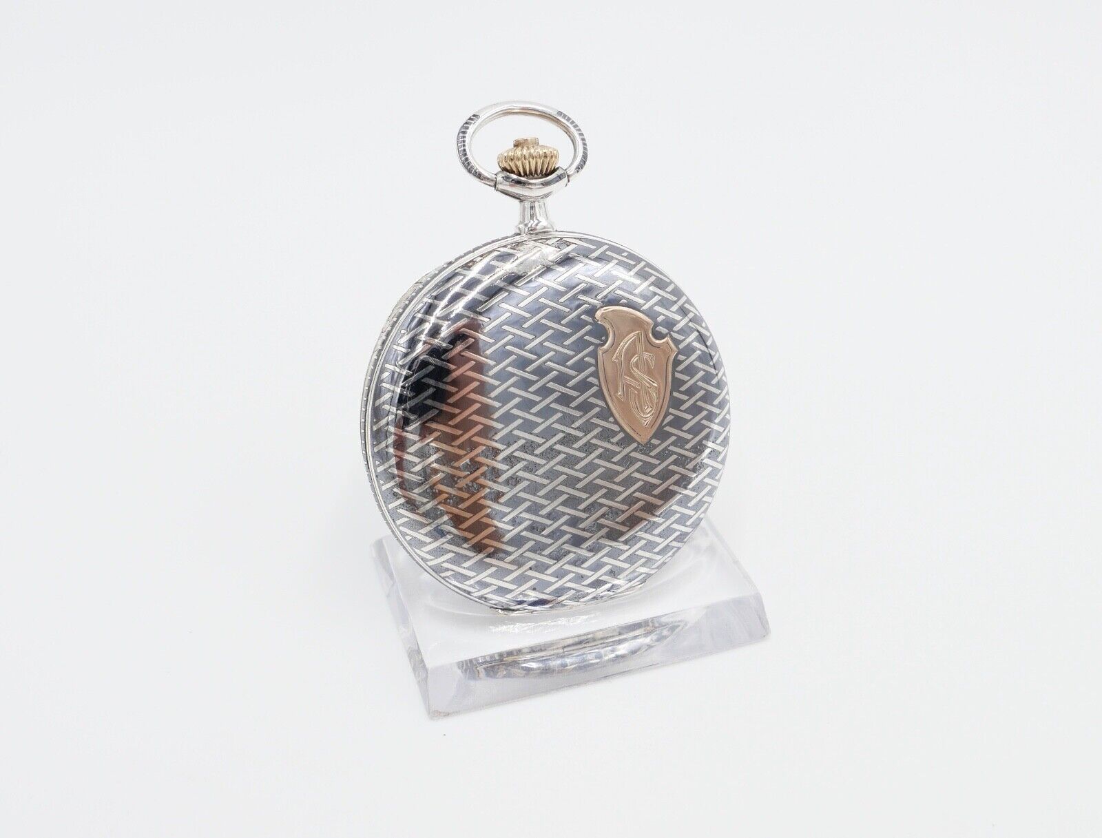 1901-1949 ART DECO SAVONETTE Taschenuhr HAVILA pocket watch Halbmond Krone Silbe