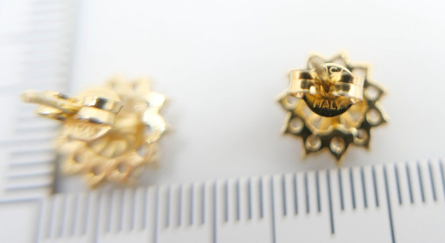 90er Jahre Gelbgold Ohrringe Ohrstecker mit Zirkonia 750 / 18K Italien 0,86 Ct