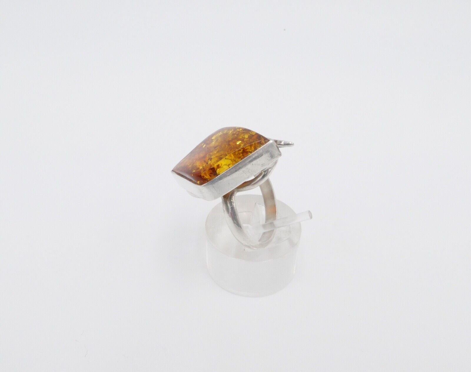 80er Jahre Designer Ring Bernstein Silber 925 Gr. 60 Frauenkopf G Danzig Polen