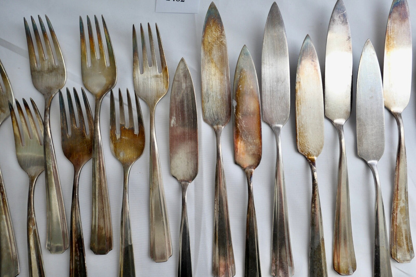 FISCHBESTECK 24 Teile WMF 1900 Hammerschlag 90er versilbert Gabel Messer