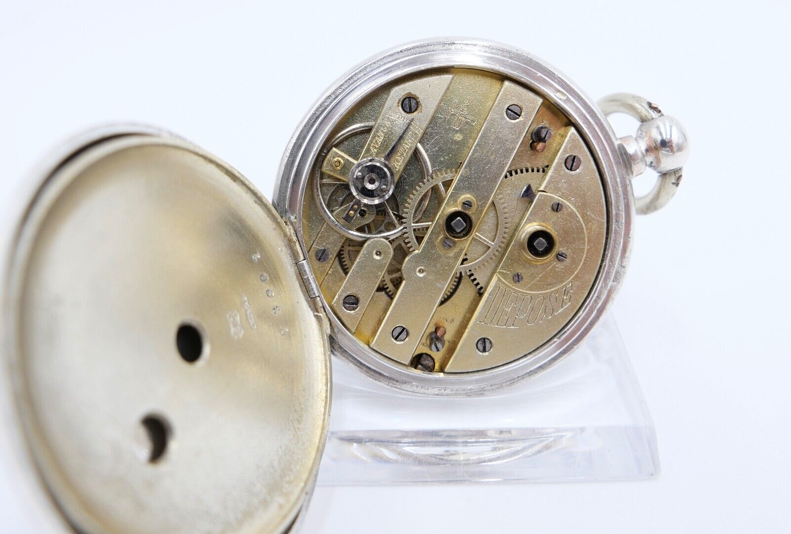 um 1900 Manufacture d´Horlogerie Lion 800 Silber Taschenuhr mit Schlüsselaufzug