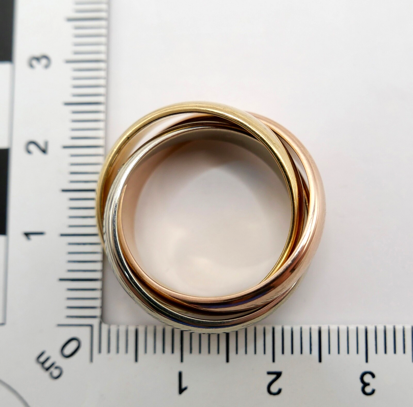 Tricolor Dreifach Dreier Damen Ring Gold 750 18K Gr. 55 Brillant Pierre Niederer