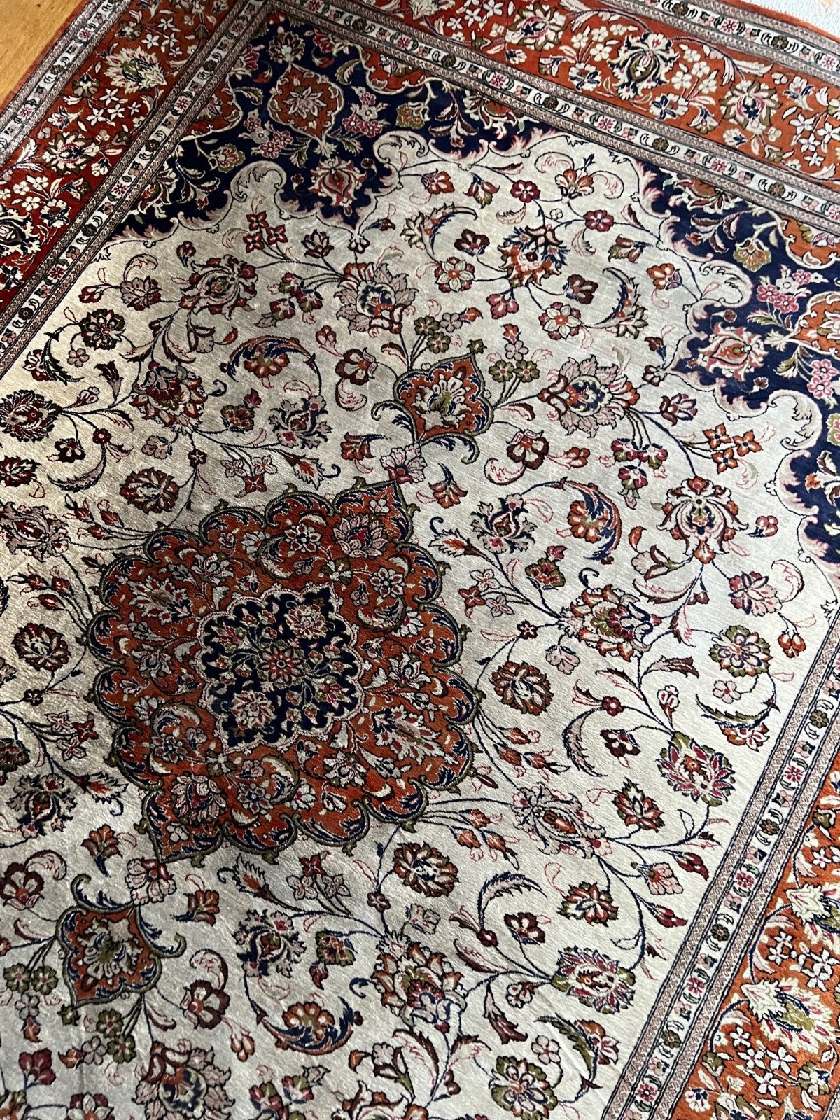 Seide Kashan alter Orientteppich Perserteppich old carpet 200 x 140 cm