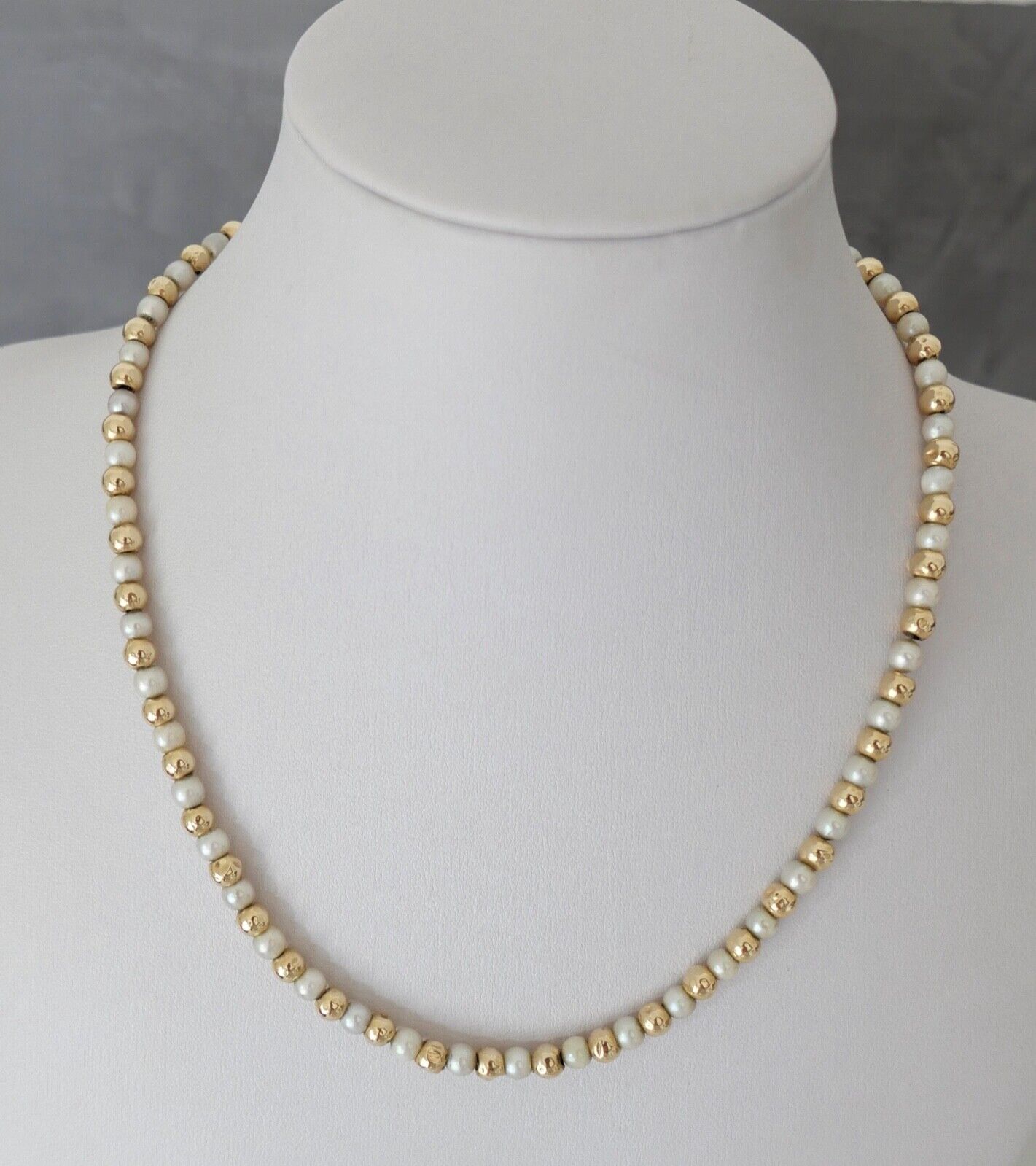 Perlenkette Collier AKOYA ZUCHTPERLE Gold 585 14K pearl Ø 4,2 - 4,8 mm 42 cm