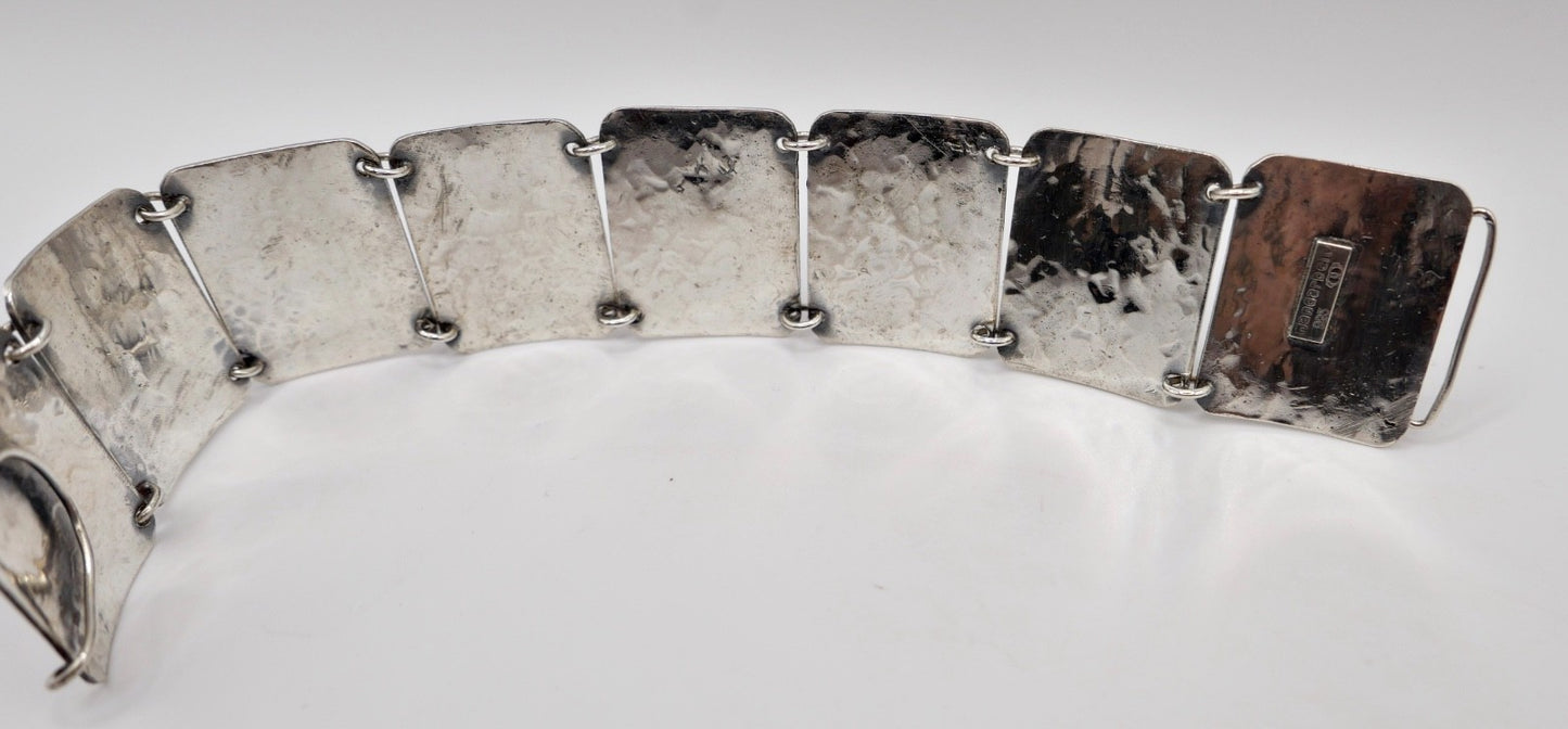 70er Vintage Armband Silber 925 Bernstein Adolf Regelmann gehämmert Handarbeit
