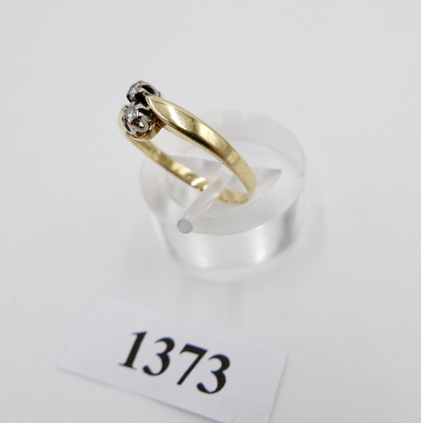 80er Jahre Damenring  Gelbgold 585 / 14K Brillant F VS 0,1 Ct Gr. 54