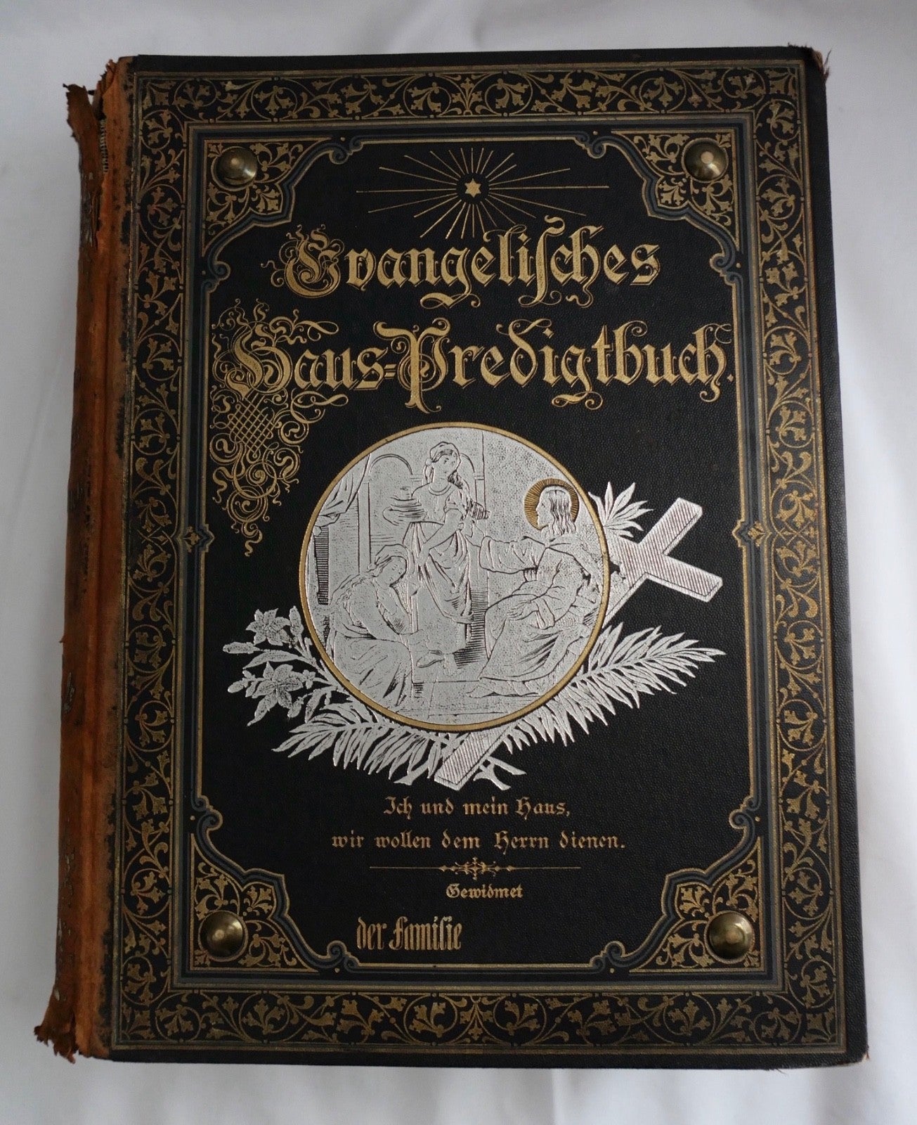 19. Jh  Evangelisches Haus-Predigtbuch Prachteinband Goldprägung Bibel Enßlin