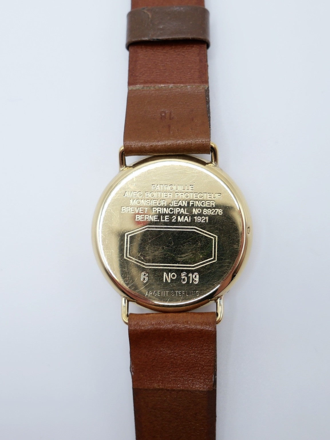 Eberhard Co Patrouille 1921 Calotte 925 Silber vergoldet Jean Finger Dokumente