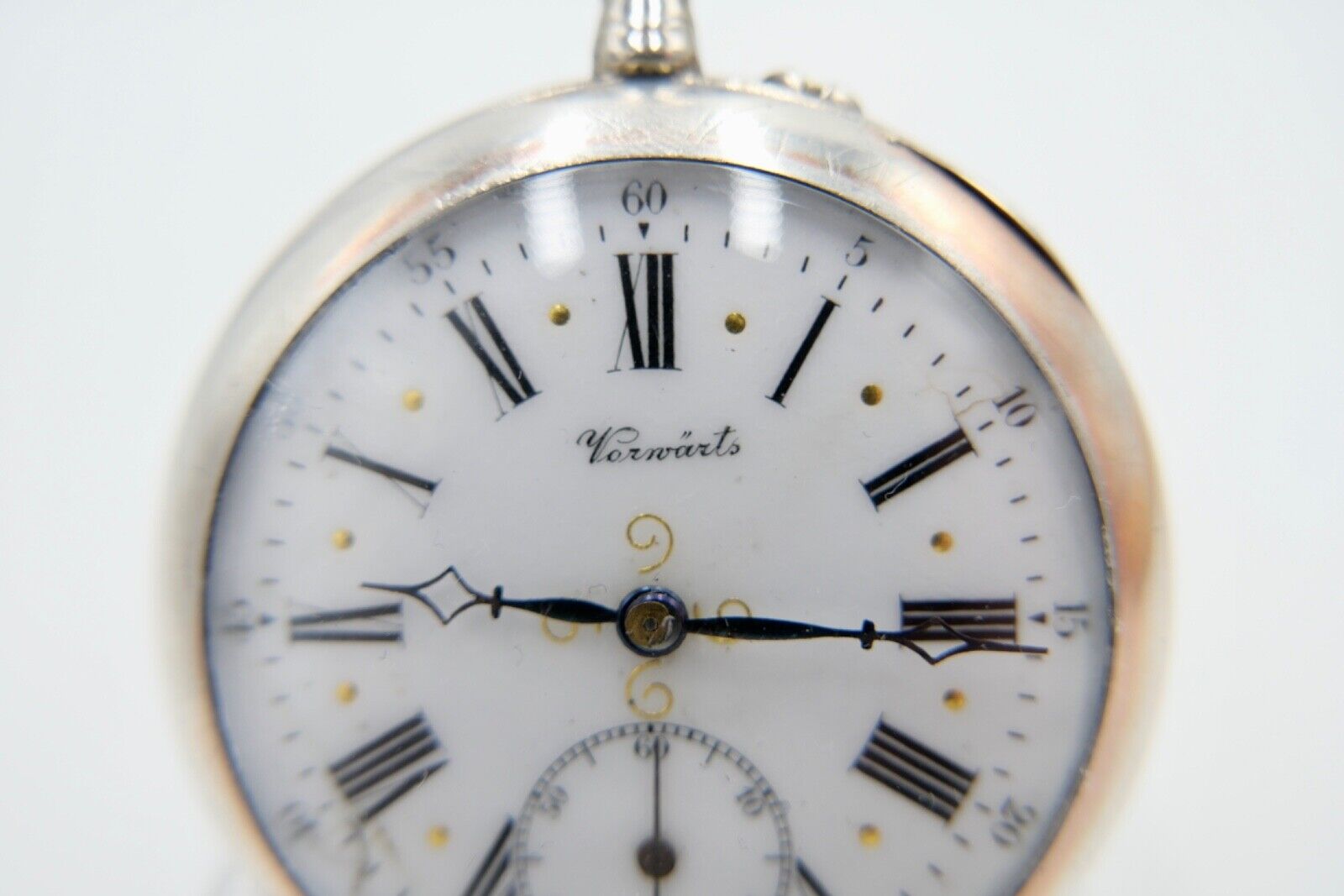 VORWÄRTS Open Face 800 Silber Taschenuhr um 1900 K&CI Schweiz