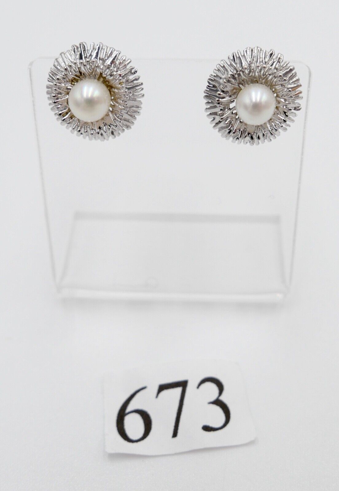 1970er Weißgold Zuchtperlen Damen Ohrringe Ohrstecker 585 / 14K Perle Ø 13 mm - Antikhandel-Stuttgart