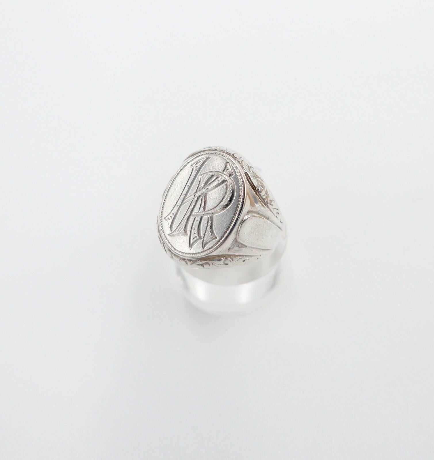 ART DECO Siegelring Monogramm KR Herrenring Ring 835 Silber Gr. 63