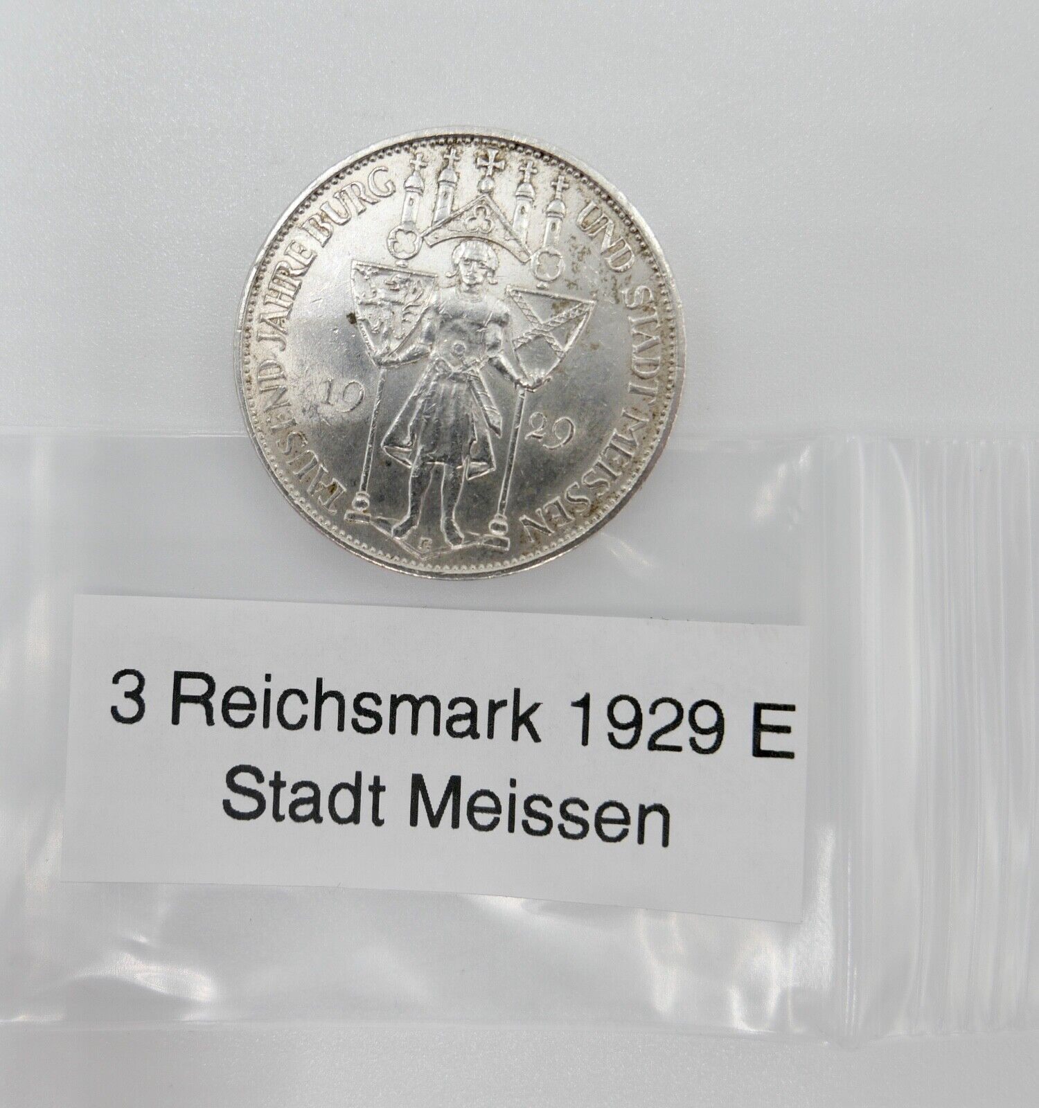  3 Mark " 1929 E " Weimarer Republik 1000 Jahre Meißen Jäger J. 338