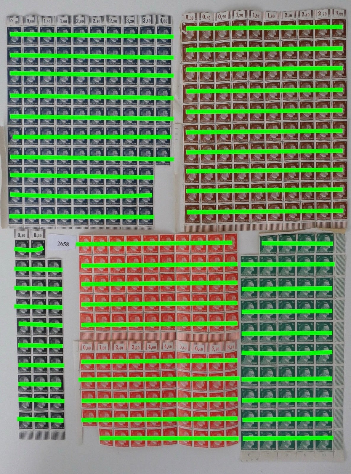 Konvolut Deutsches Reich Briefmarken Bögen MiNr 782 785 788 791 795 801 3. Reich