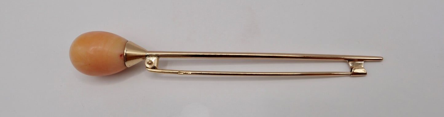 seltene große antike Rotgold Anstecknadel mit Koralle 585 Österreich