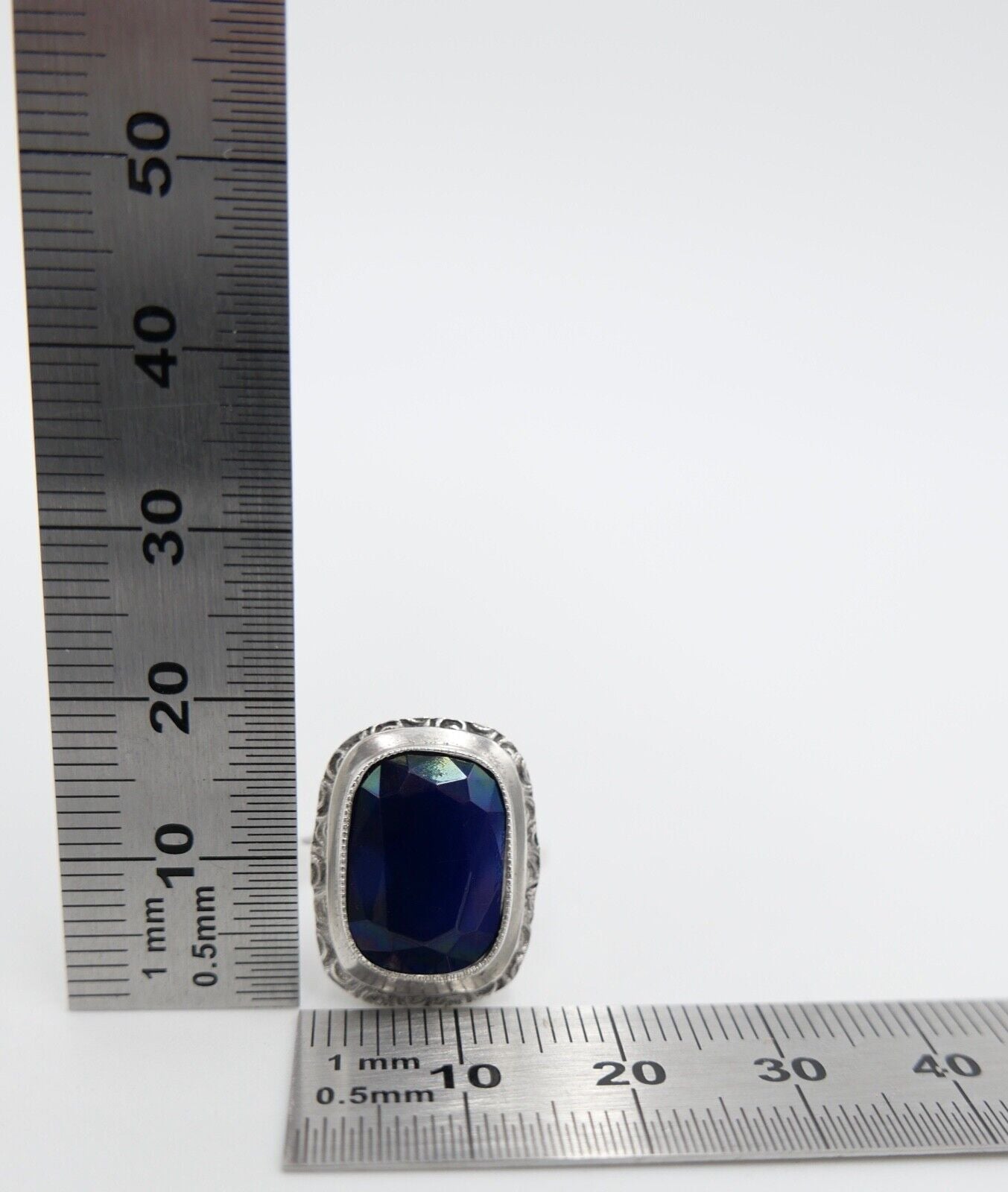 Jugendstil Silberring Ring Silber Gr. 54 Damenring großer blauer Stein