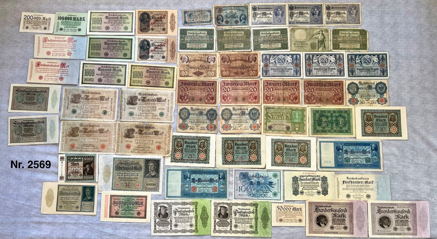Posten 58x Inflation Geldscheine Banknoten Mark UNC dt. Reich Ro. 36 63 84 usw.