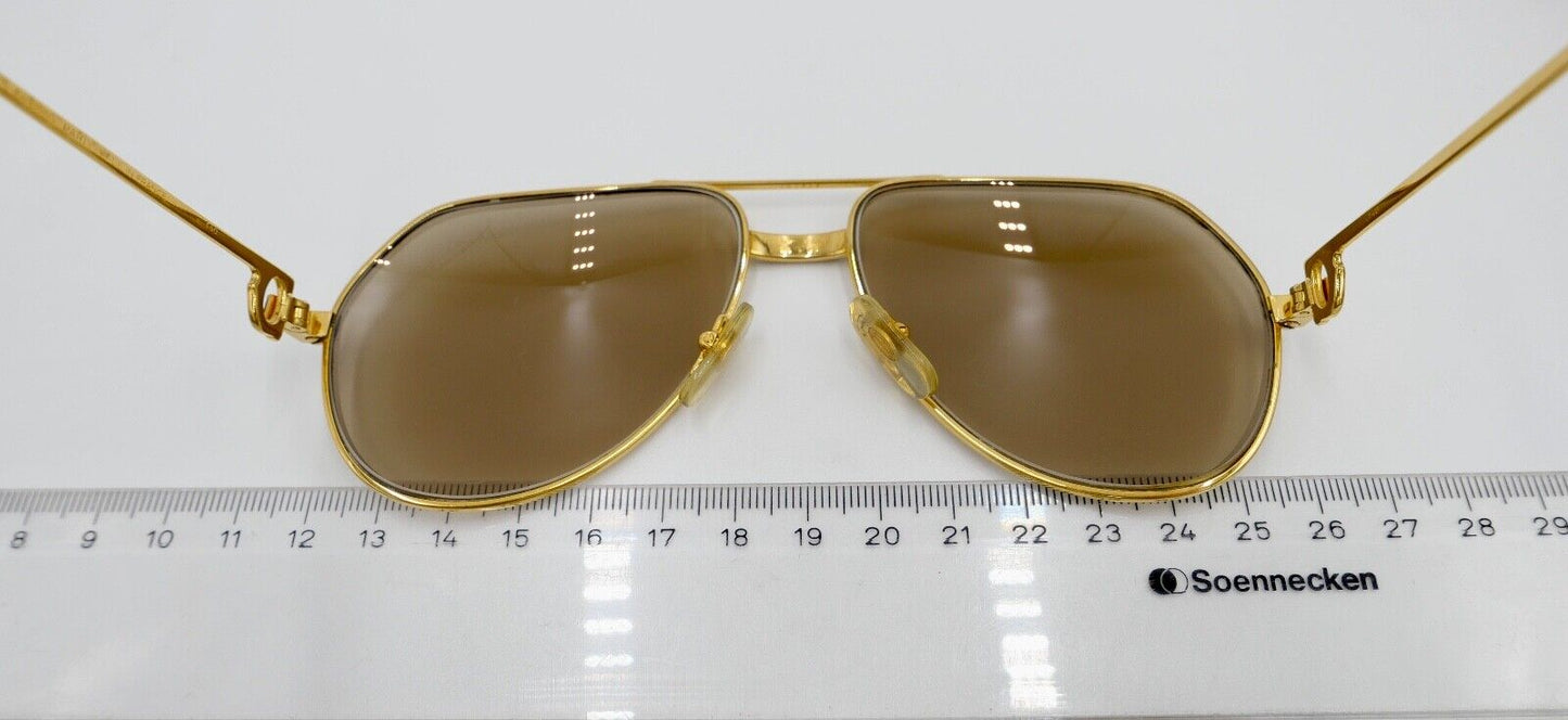 Must de Cartier VENDOME LAQUE 140 59/16 Sonnenbrille / Brille Gold 1980er Etui