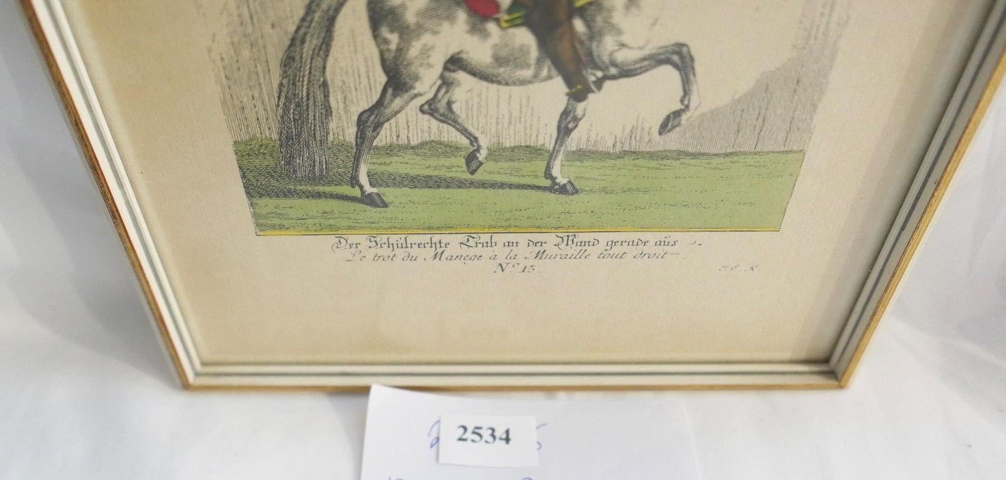 Die Reitschule Nr. 15 Der Schulrechte Trab an der Wand Johann Elias Ridinger