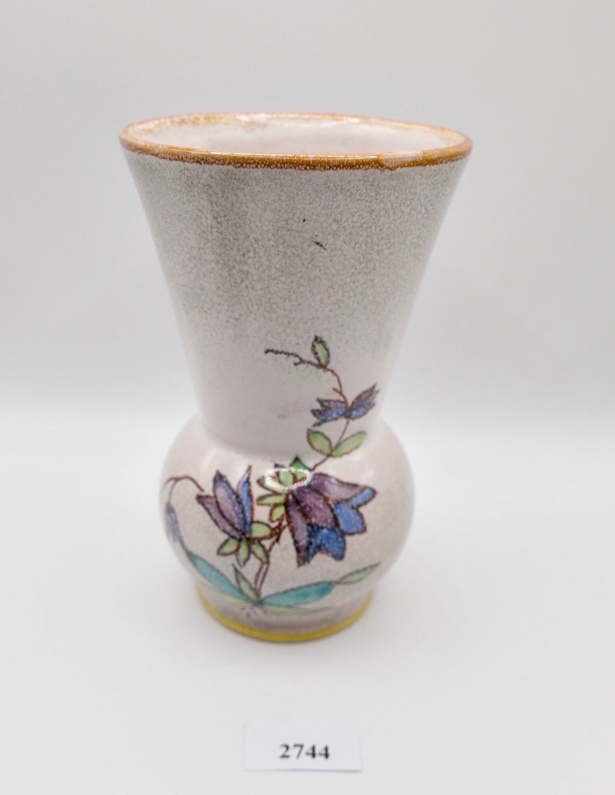 kleine 1950er Rosenthal KERAMIK Vase 15,8 cm handgemalt Steingut Blumen