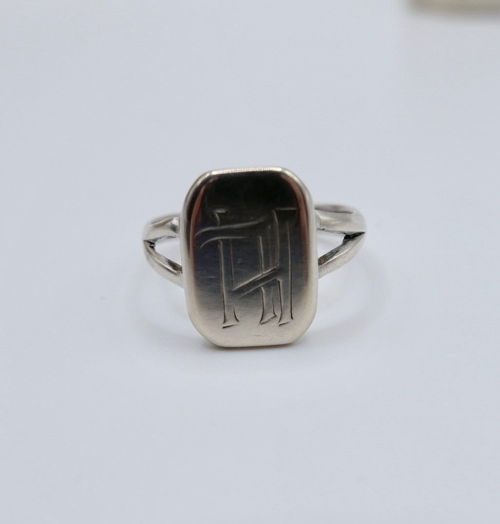 Alter Herren Siegelring 800 Silber Monogramm LH HL Wappenring Gr. 62
