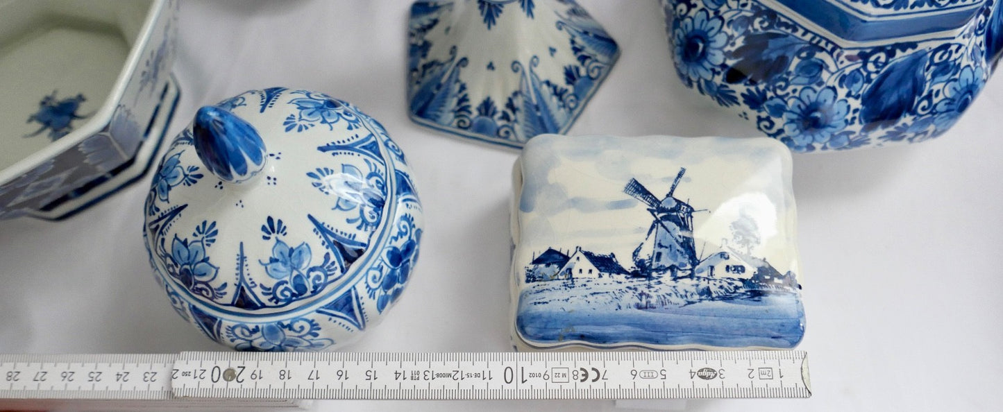 13 Teilig Posten Konvolut DELFT Teller Vase Schüssel Dose