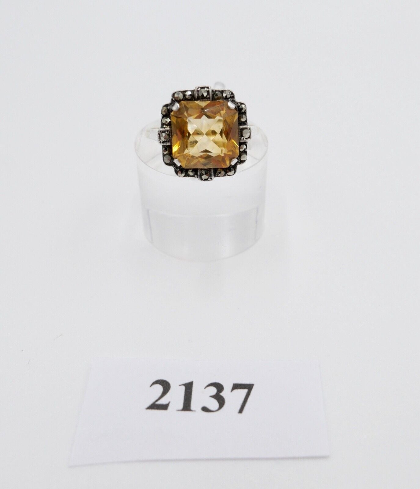 50er Jahre Bicolor Ring 585 Gold & 835 Silber Gr. 55-56 mit Quarz & Markasit