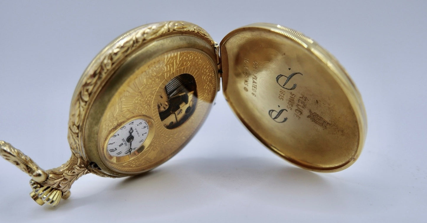 Reuge 1615 Musik Spieluhr Taschenuhr Gold Plated 17 Jewels Melodie Swiss Made
