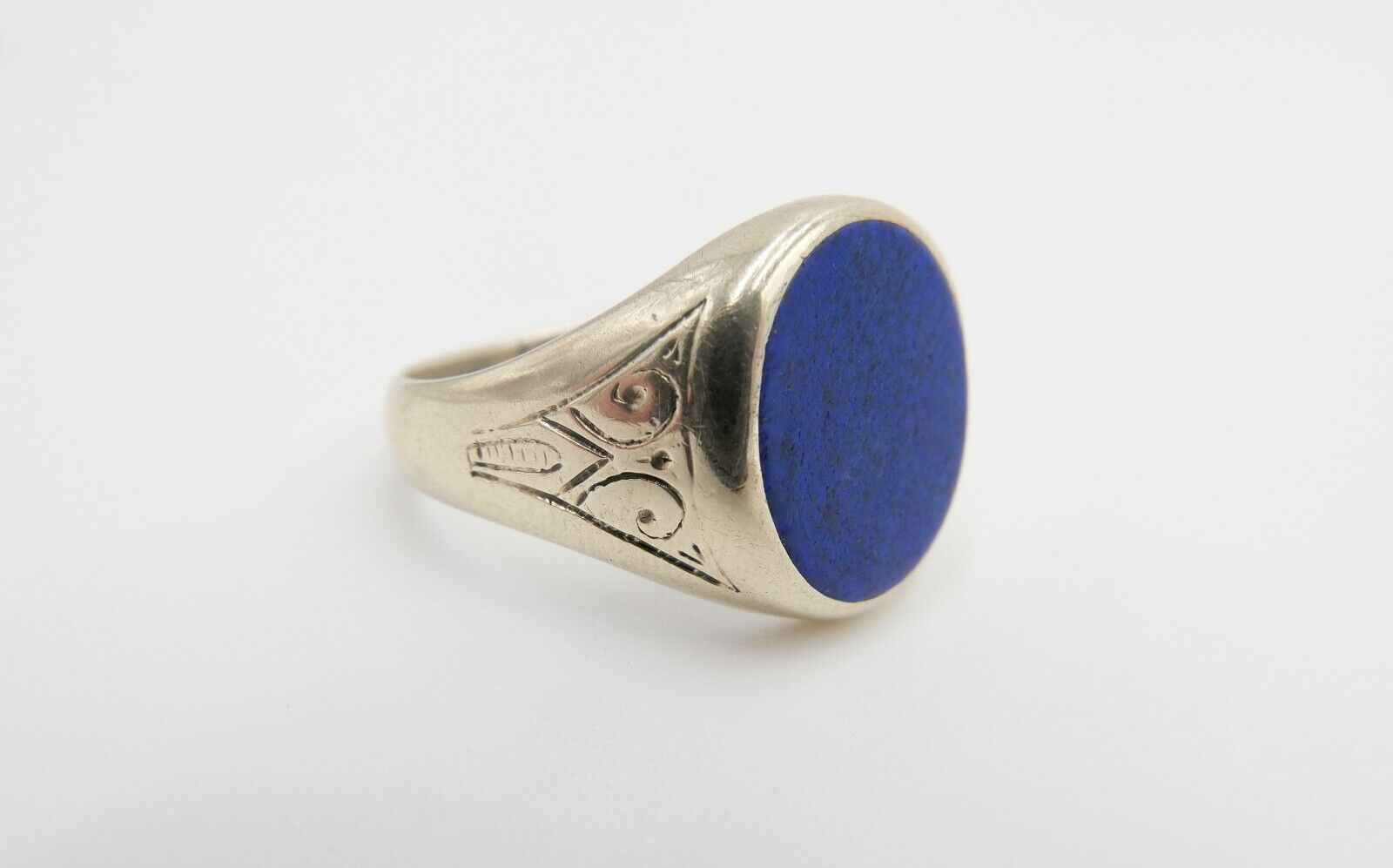 antiker Siegelring Wappenring um 1880 Herrenring Gold 333 8K Lapislazuli Gr. 62