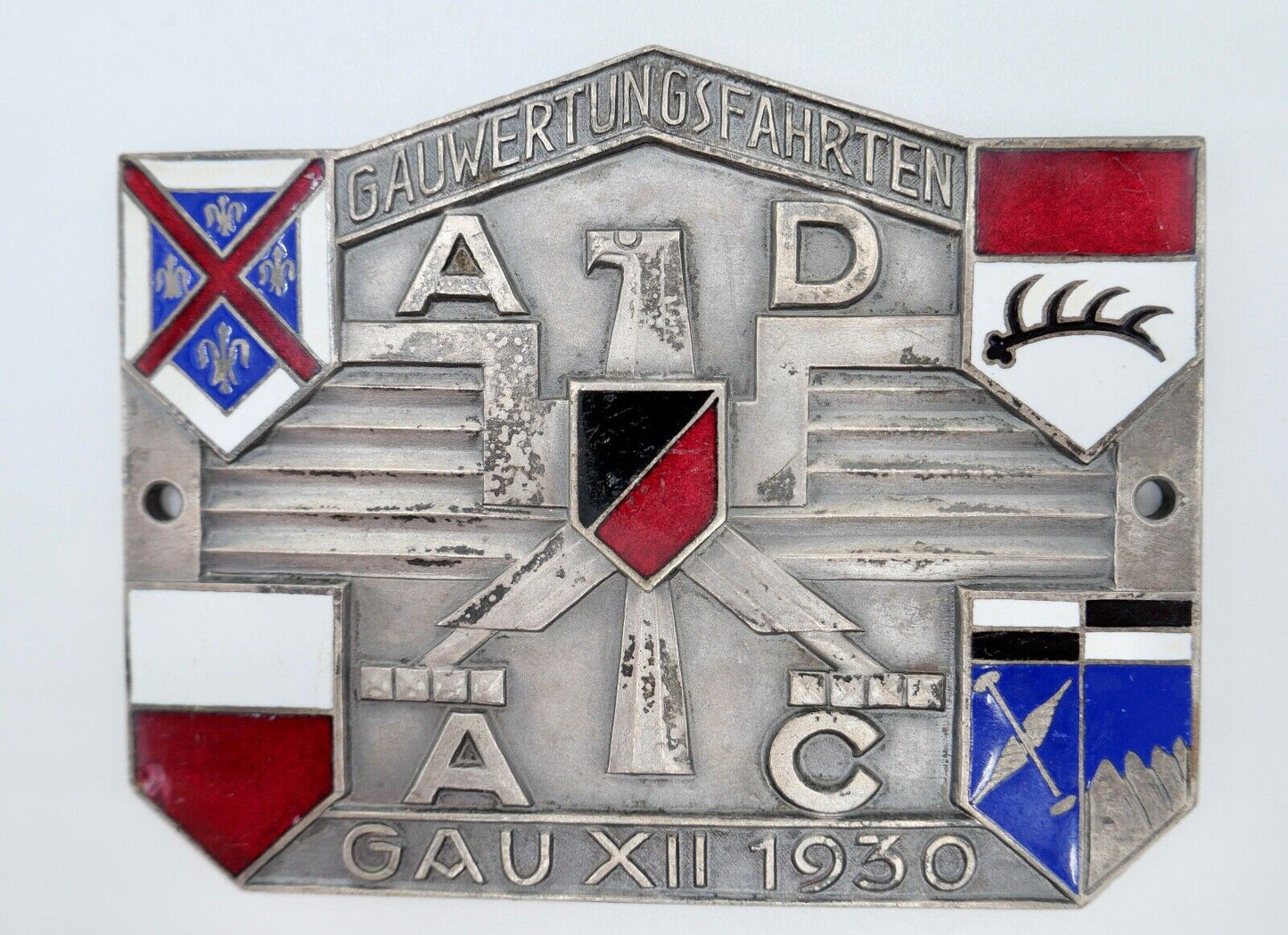 ADAC 1930 teilemaillierte Silberplakette GAU XII Wertungsfahrten SEHR SELTEN RAR