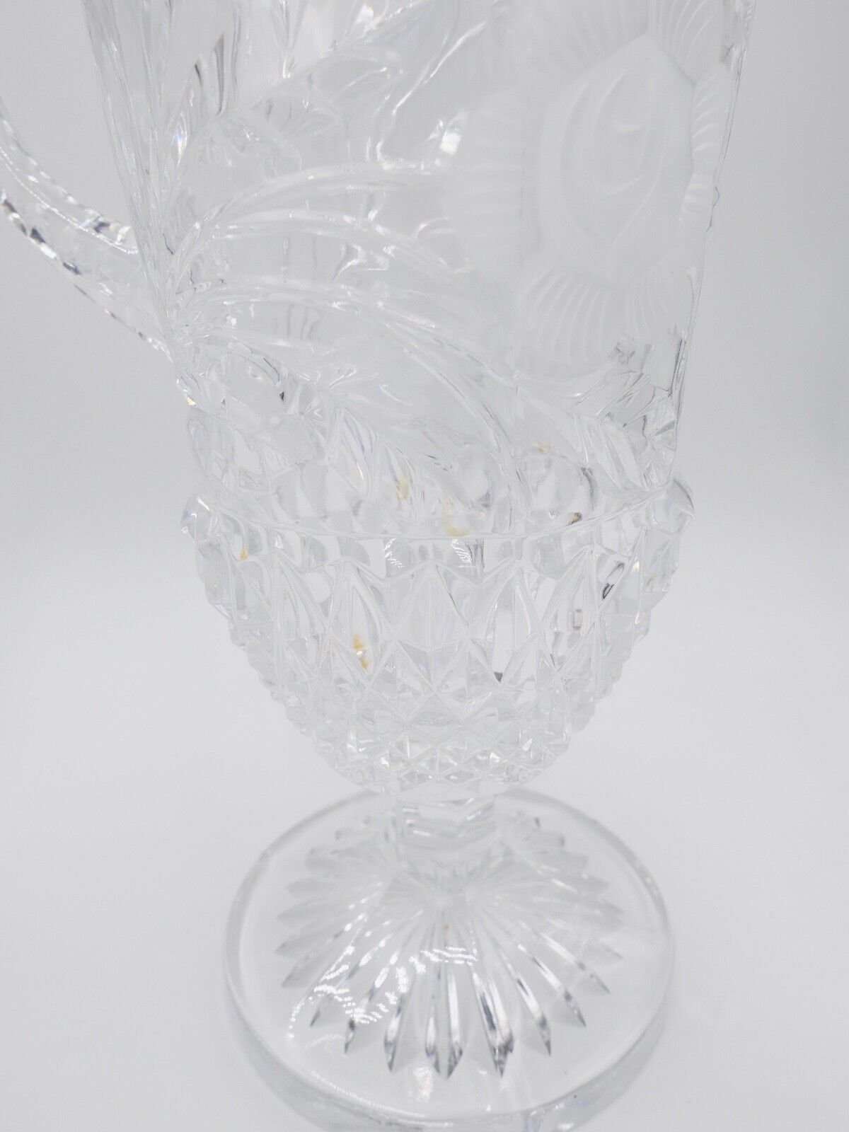 alt vintage Krug Karaffe Kanne Pokal Bleikristall geätztes Glas 