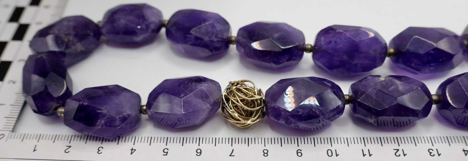 Natürliche Amethyst Kette Collier 925 Silber und Gold Element 49 cm