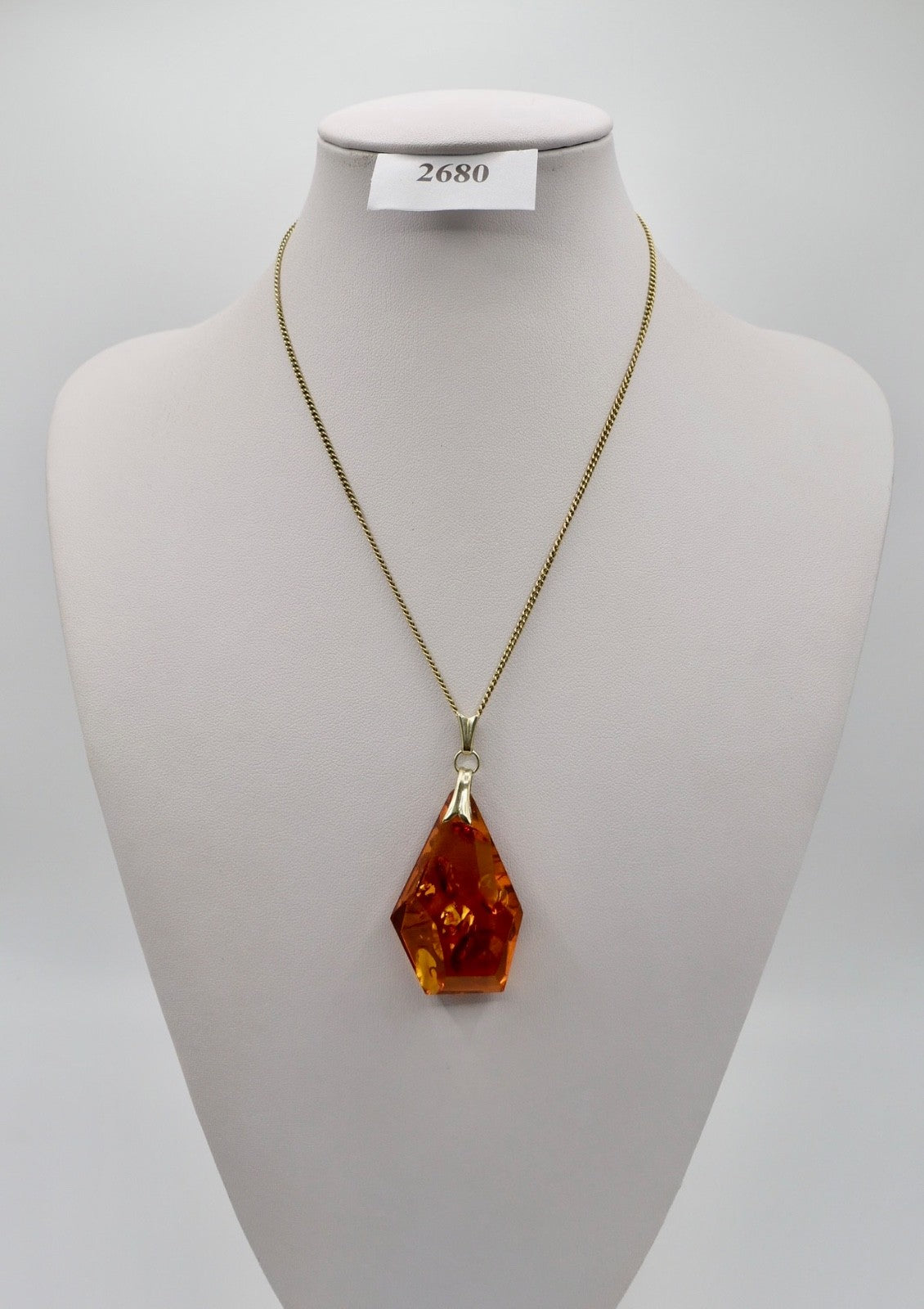 Großer Bernstein Anhänger 333 Gold facettiert Vintage Cognac Ambre Amber