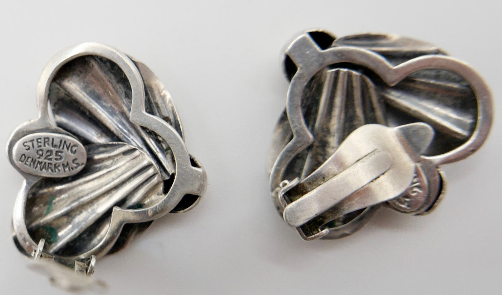 60er florale Ohrclips Ohrringe Denmark M.S. 925 Sterling Silber Max Standager