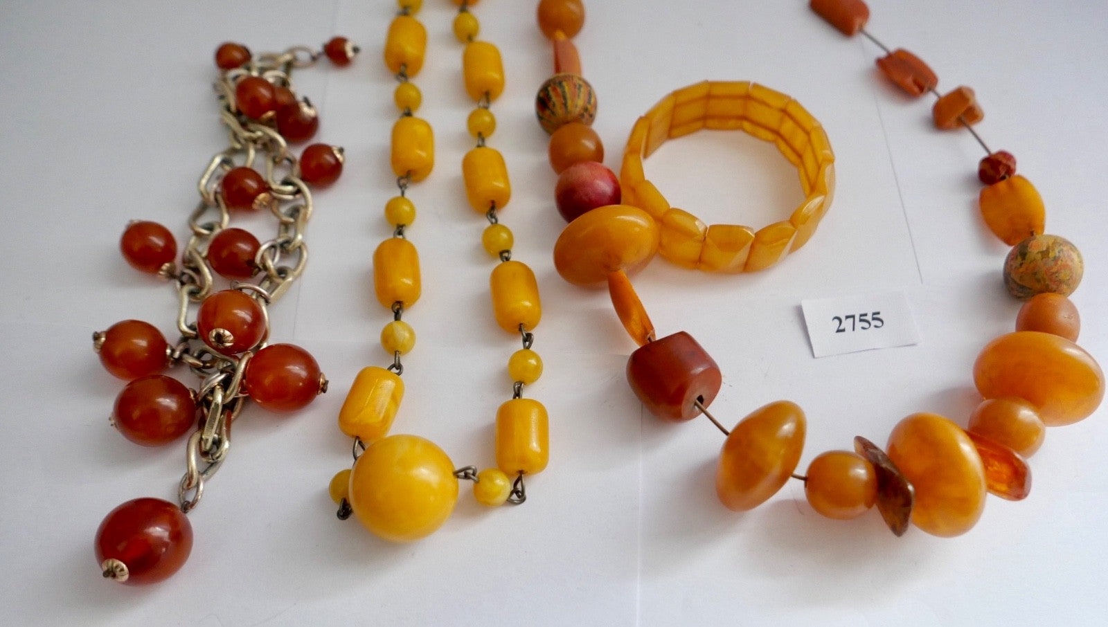 Konvolut Bernstein Imitat Modeschmuck Harz Ketten Armband Konvolut
