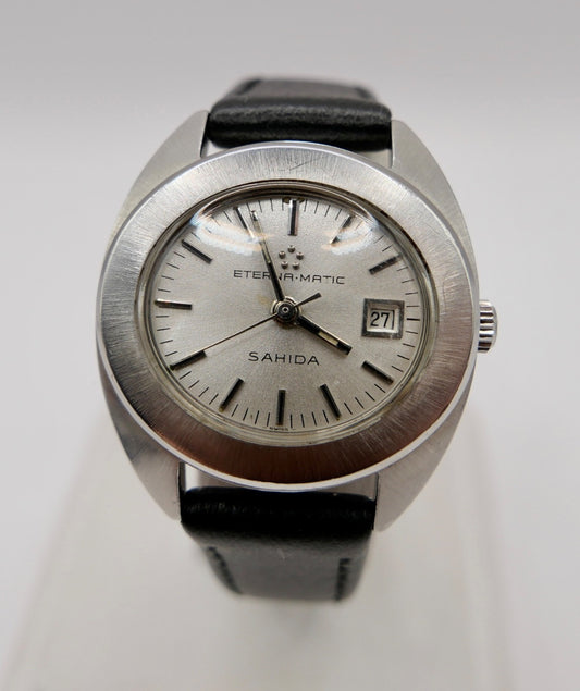 70er Eterna-Matic Sahida Damenuhr Automatic graues Zifferblatt 161T Cal. 12671