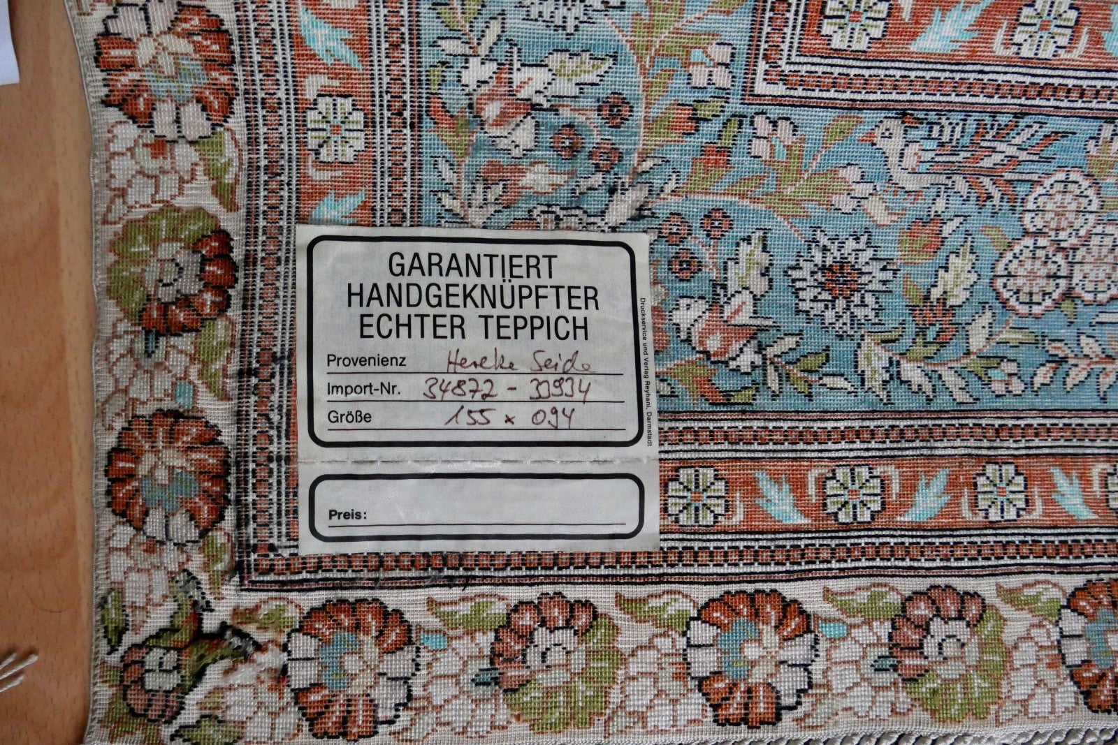 alter feiner Hereke Wandteppich Teppich  172x93 cm Seide Türkei 1 Mio. Knoten Qm