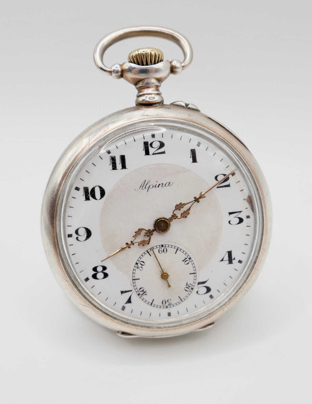 Antike Alpina 800 Silber Taschenuhr Zylinderhemmung 10 Steine