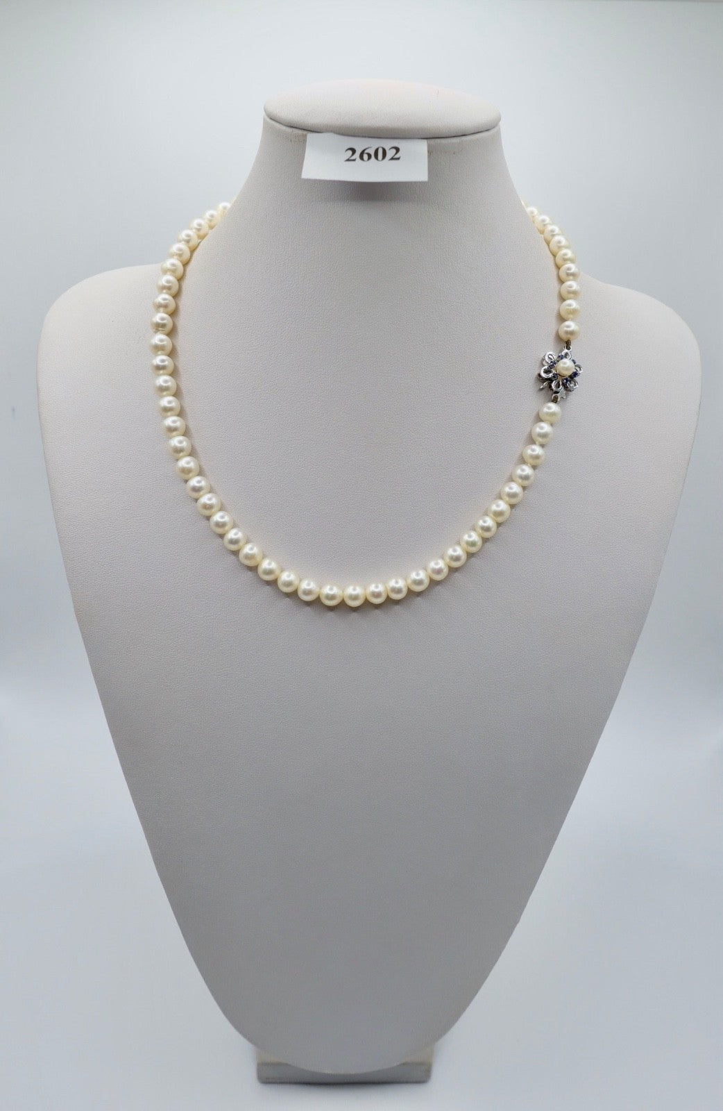 70er Jahre Perlenkette Collier 44 cm Ø 7 mm Silber 925
