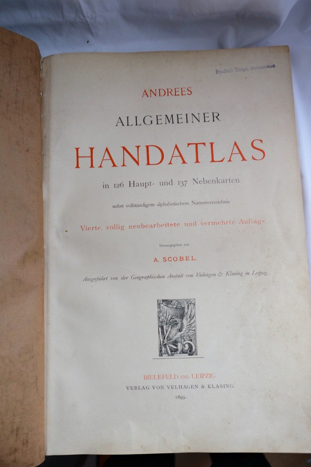 Andrees Allgemeiner Handatlas 1899 Velhagen & Klasing 4. A Scobel