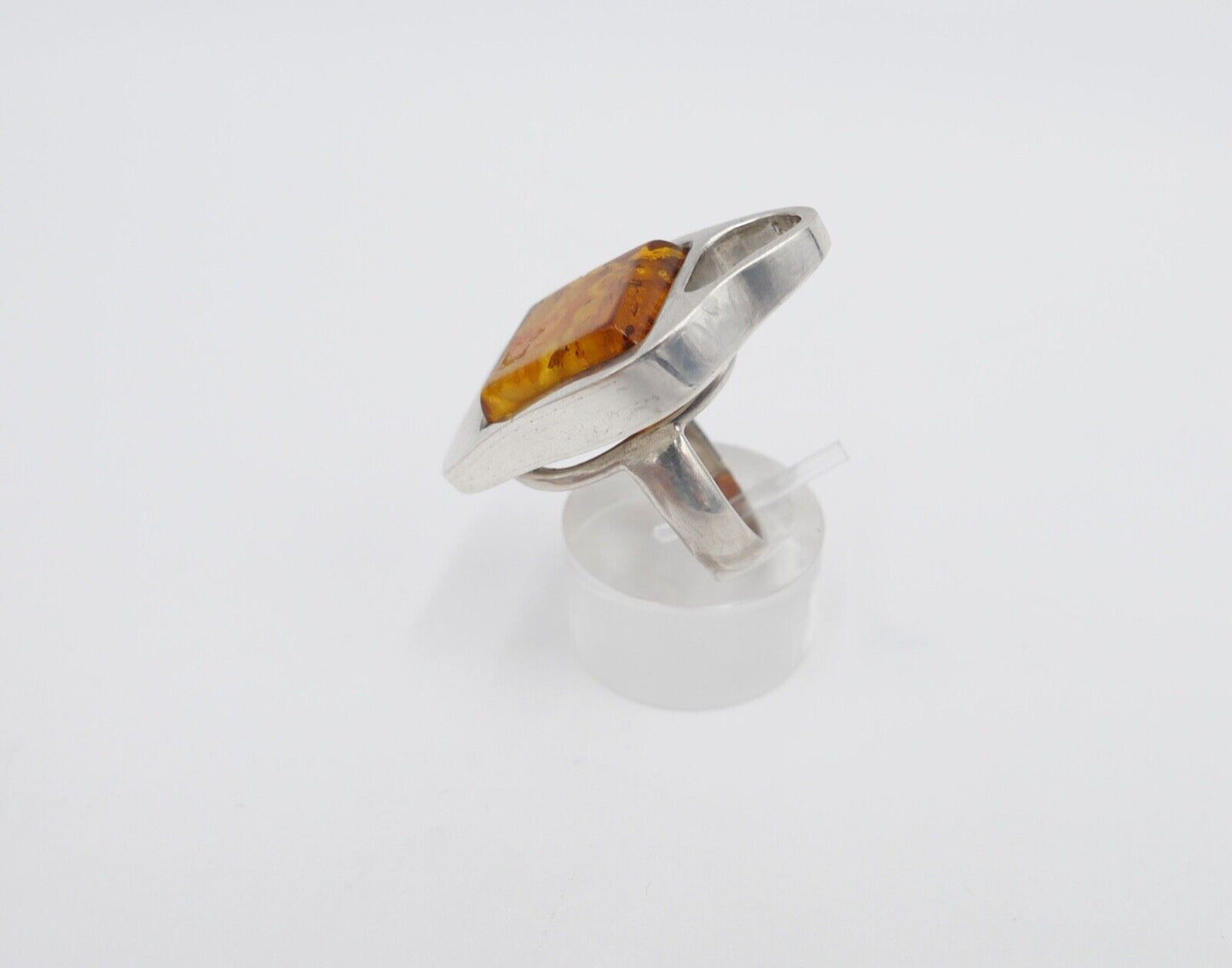 80er Jahre Designer Ring Bernstein Silber 925 Gr. 53 Frauenkopf G Danzig Polen