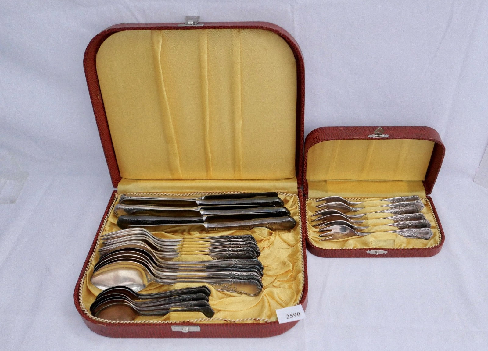 24 Tlg. Besteck Set G.S. 100 Barock Löffel Gabel Messer Im Original Etui