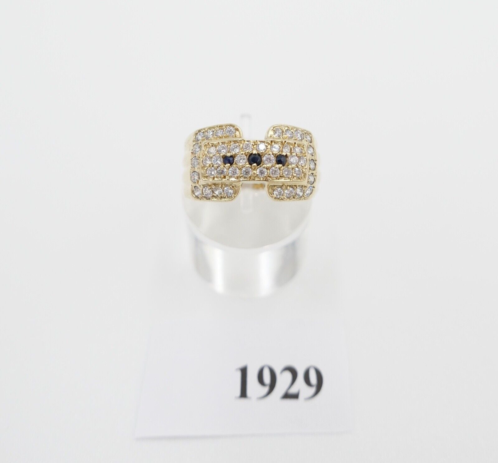 Luxuriöser Ring Gold 585 / 14K Zirkonia & synthetisch Saphire 1980er Jahr Gr. 64