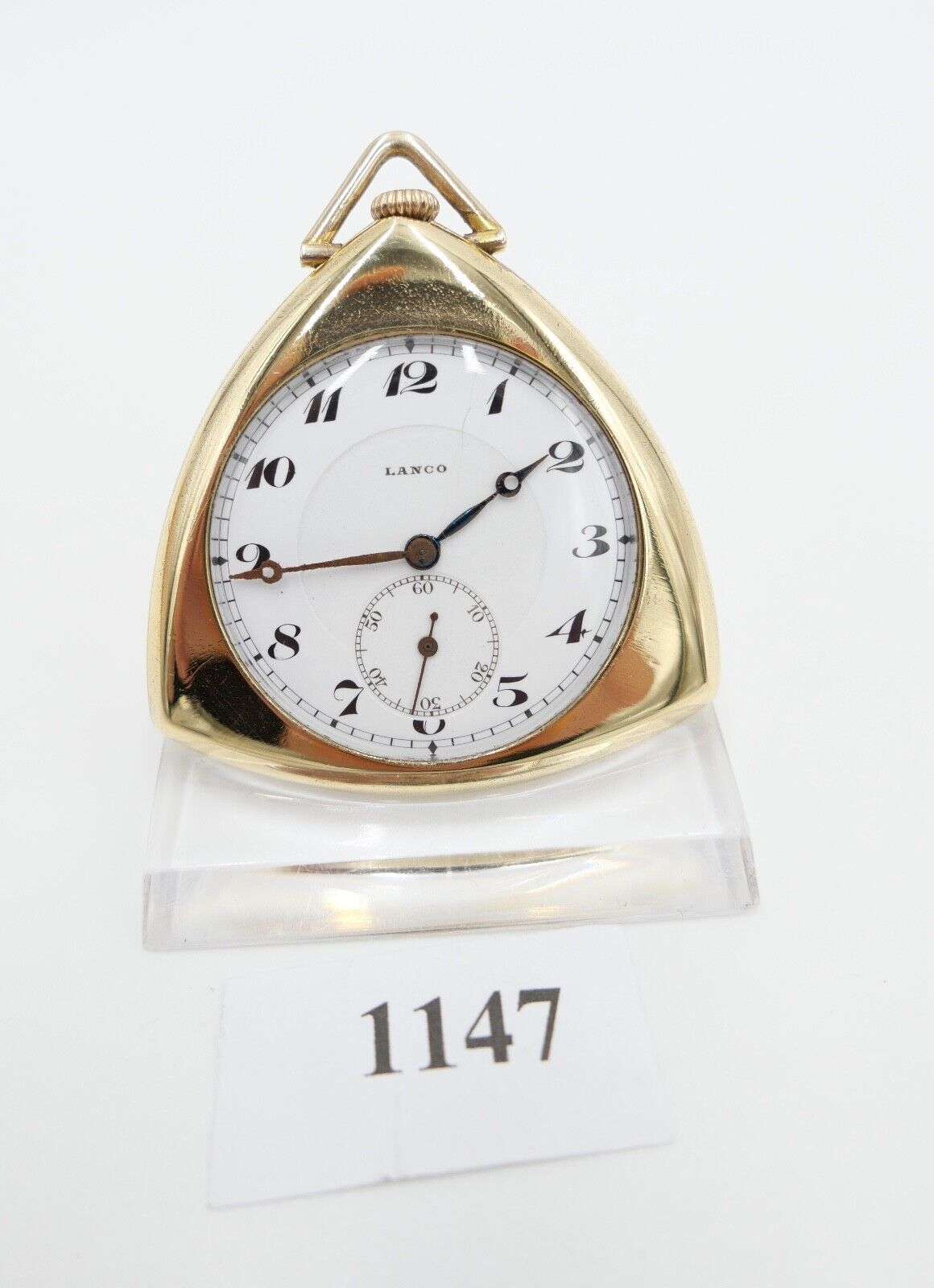 Taschenuhr Seltene Dreieckige LANCO vergoldet pocket watch Dreieck Plaque Or