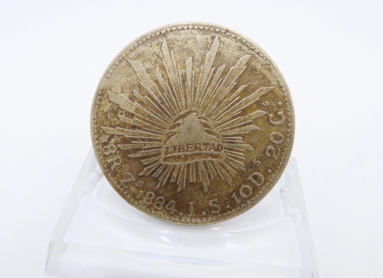 29,6 gr Mexiko 8 Reales 1884 Zs Münze Zacatecas Silber