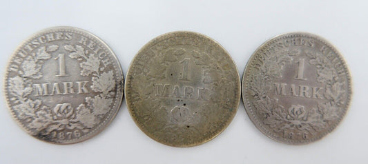 3x 1 Mark Deutsches Reich 1876 A F  Jäger J.9