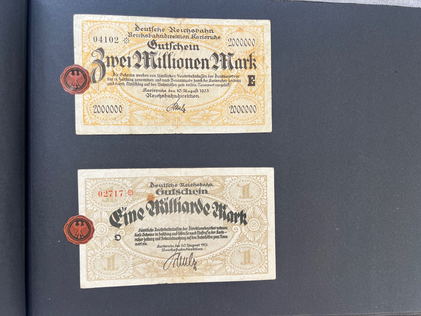 Album  116x Inflation Geldscheine Ro. Banknoten Mark Reichsbahn Mrd Mio UNC
