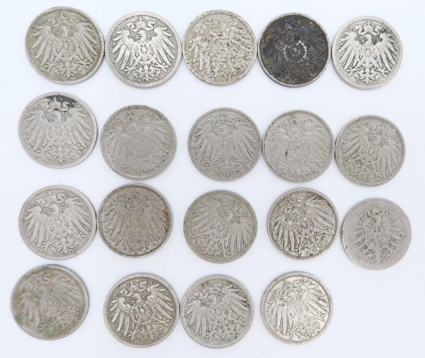 19x 5 Pfennig Kaiserreich 1894-1912 Jäger J. 12 s - vz schön - vorzüglich